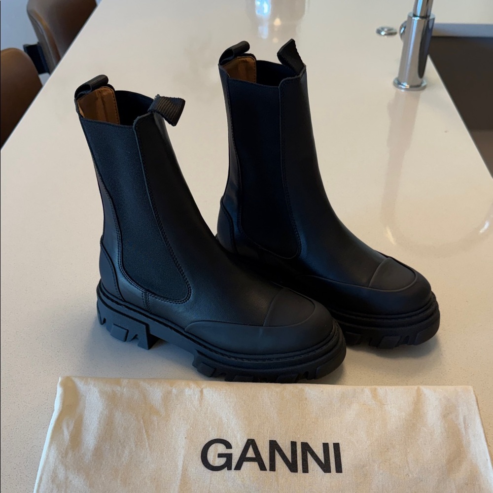 Ganni Black Combat Boots for Women